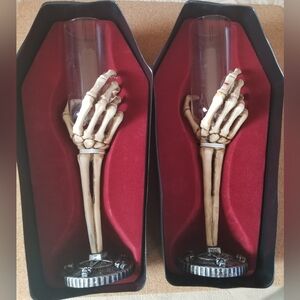 Skeleton Hand Wine Flutes - Set of 2